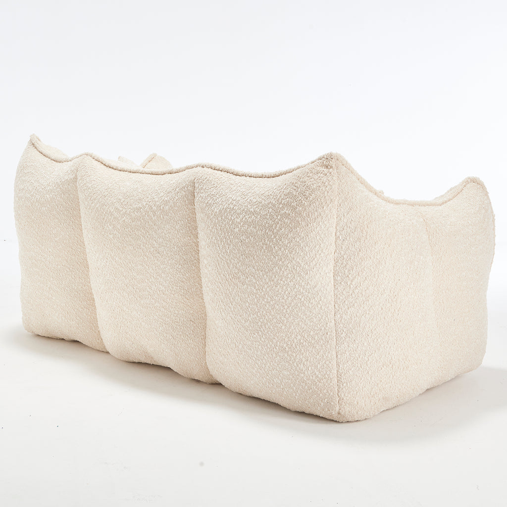 Comfortable Dual Beanbag Chair with High Resilience Foam Core for Two People in Beige Chenille - Grand Goldman Shop