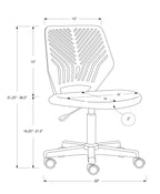 Office Chair, Adjustable Height, Swivel, Ergonomic, Computer Desk, Work, Juvenile, Black Mesh, Black Metal, Contemporary, Mod