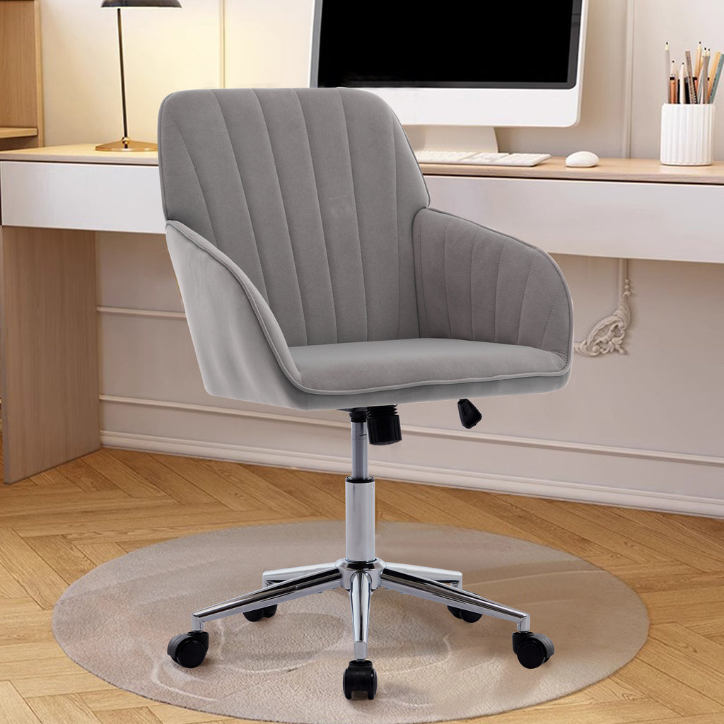 TY Adjustable Office Chair, Ergonomic Swivel Chair with Comfortable Backrest Seat, Gray Velvet, 24.60 x 22.84 x 38.00 inches 