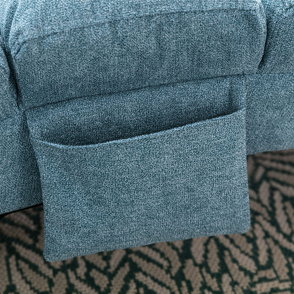 Ergonomic Linen Massage Chaise Lounge with Remote Control, 5 Modes, Blue, 21.65 x 58.27 x 34.25 inches - Grand Goldman Shop