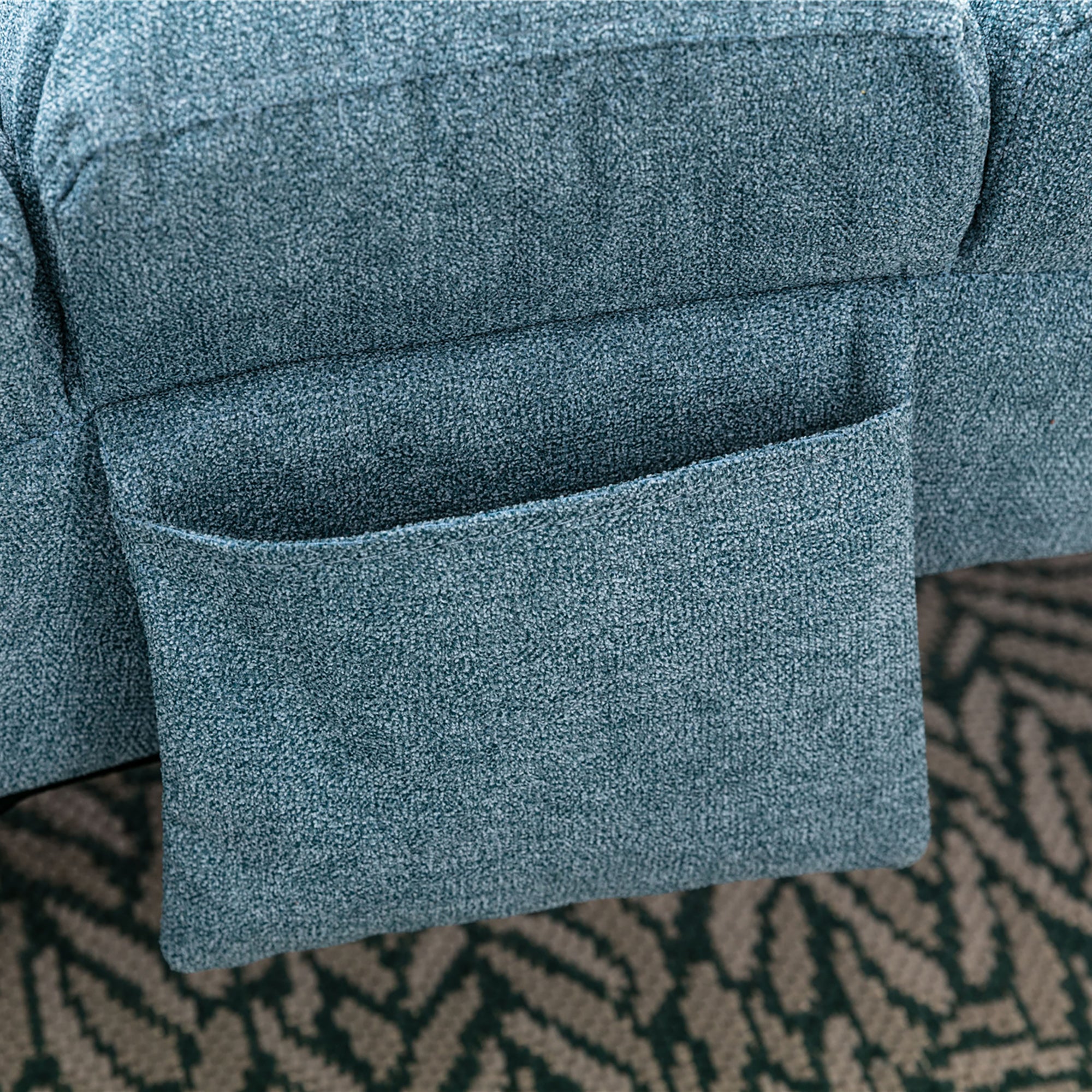Ergonomic Linen Massage Chaise Lounge with Remote Control, 5 Modes, Blue, 21.65 x 58.27 x 34.25 inches - Grand Goldman Shop