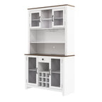 70.9' Kitchen Pantry Storage Cabinet Rustic Buffet Cabinet, Kitchen Hutch Cabinet with LED Outlets Food Pantry Cabinet with Doors and Shelves Wine Rack for Dining Room, White - Grand Goldman Shop