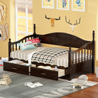 Wooden Twin Size Daybed with Twin Size Trundle, Extendable Daybed with Two Storage Drawers, Espresso(Expected Arrival Time:9.12) - Grand Goldman Shop
