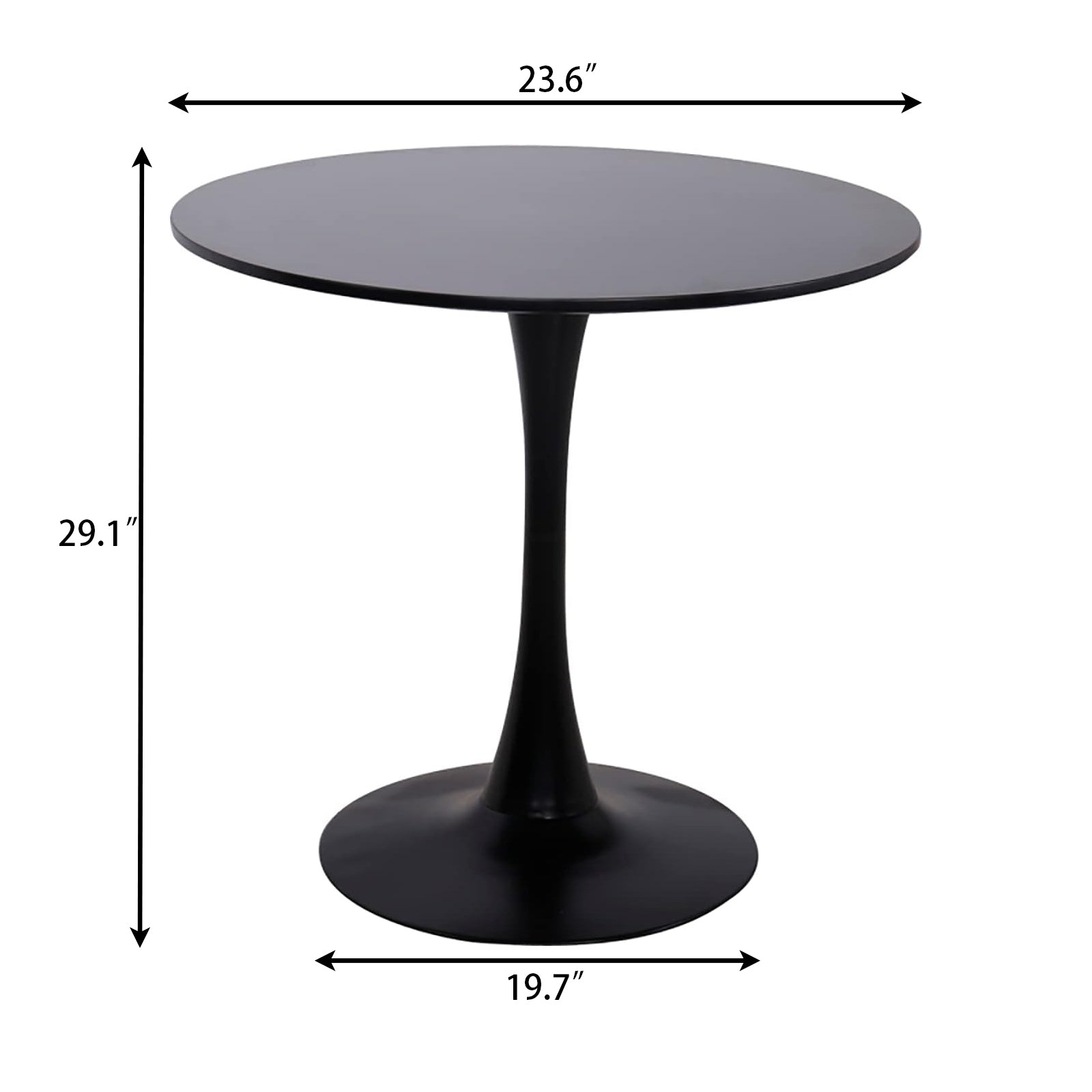 Black Round Table, Modern Dining Table, MDF Top and Steel Base Tulip Round Kitchen Table, Mid Century Coffee Table for Living Room 24 Inch, Kitchen Table, Oval Dining Table - Grand Goldman Shop