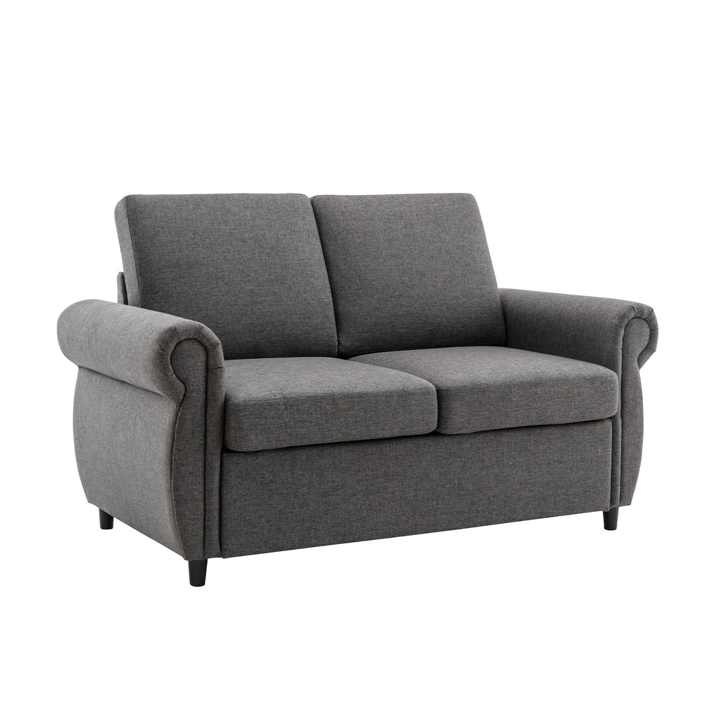 Orisfur Pull Out Sofa Bed Loveseat Sleeper with Twin Size Memory Mattress and USB Ports, Grey Linen, 57.9' - Grand Goldman Shop