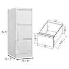 Steel Vertical File Cabinet with Lock - 3-Drawer Metal Storage for A4/Legal/Letter - White, 14.65 x 14.75 x 40.50 inches - Gr