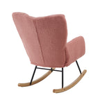 Glider Chair for Living Room Tufted Upholstered Teddy Fabric Rocking Chair with Metal Frame Accent Chair Pink - Grand Goldman Shop