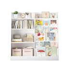 New Kids Bookshelf and Toy Storage Organizer, Multifunctional 4 Tier Wooden Kids Book Shelf with  Bookcase Display Stand in K