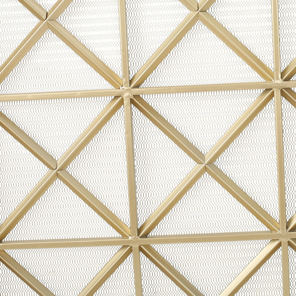 Margaret 3-Panel Fireplace Screen Iron Black/Gold - Grand Goldman Shop