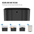 13 Gallon 50L Kitchen Foot Pedal Operated Soft Close Trash Can - Stainless Steel Ellipse Bustbin - White - Grand Goldman Shop