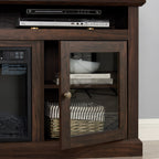 Modern TV Stand for up to 65 Inch TVs, Entertainment Center Farmhouse TV Cabinet Media Console Table with Glass Doors for Living Room, Brown 60'W*15.75'D*29'H - Grand Goldman Shop