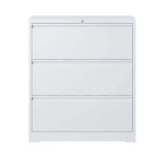 Modern White 3-Drawer Lateral File Cabinet with Lock for Home Office, Metal Filing Cabinet for Legal/Letter/A4/F4 Files - Gra