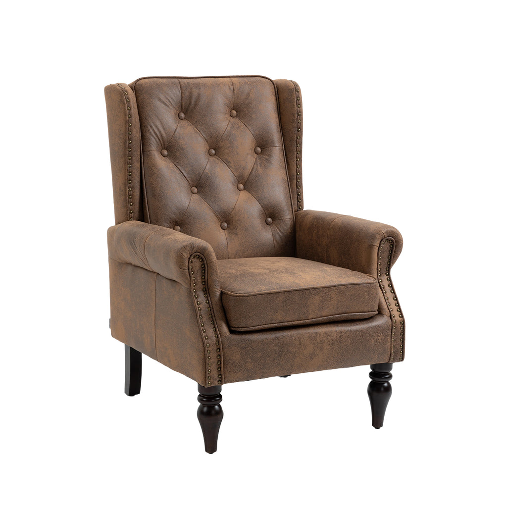 Modern Coffee Wood Frame Armchair with Sturdy Wood Legs and Microsuede Upholstery for Living Room - Grand Goldman Shop