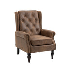 Modern Coffee Wood Frame Armchair with Sturdy Wood Legs and Microsuede Upholstery for Living Room - Grand Goldman Shop