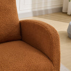 27.2'W Rocking Chair for Nursery, Sherpa Glider Chair with High Back and Side Pocket, Rocking Accent Armchair with Rubber Wood Legs for Living Room/Bedroom.Caramel - Grand Goldman Shop