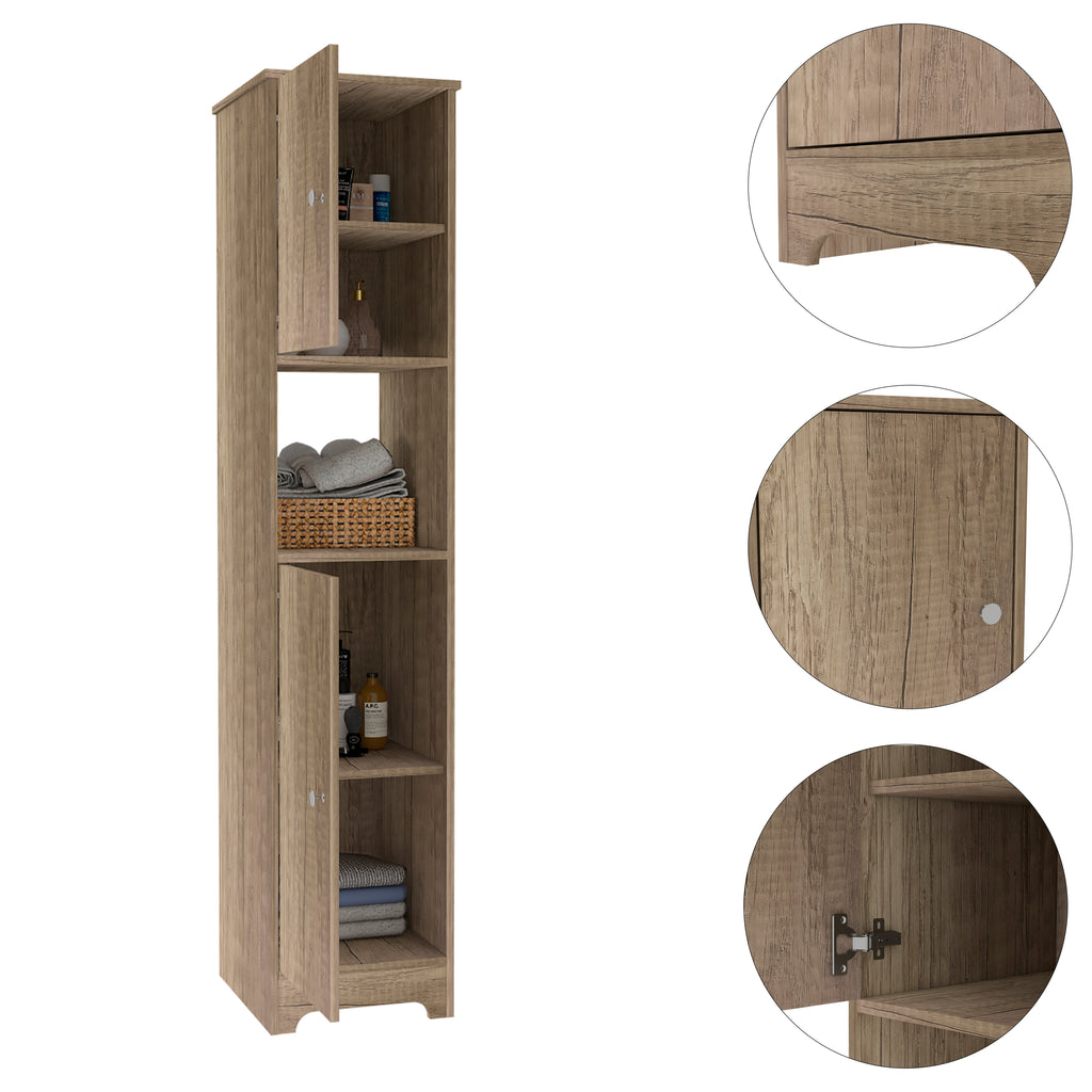 Ibis Linen Cabinet, Double Doors, Four Interior  Shelves, Two Cabinets  -Light Oak - Grand Goldman
