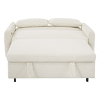 Modern Convertible Pull-out Sofa Bed with USB Ports and Pillows, Beige Corduroy, 57.48 inches - Grand Goldman Shop