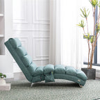 Ergonomic Electric Massage Chaise Lounge with Remote Control, Teal Linen Upholstery, 5 Modes for Relaxation - Grand Goldman Shop