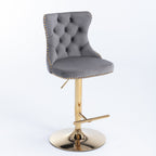 A&A Furniture,Golden Swivel Velvet Barstools Adjusatble Seat Height from 25-33 Inch, Modern Upholstered Bar Stools with Backs Comfortable Tufted for Home Pub and Kitchen Island（Gray,Set of 2） - Grand Goldman Shop