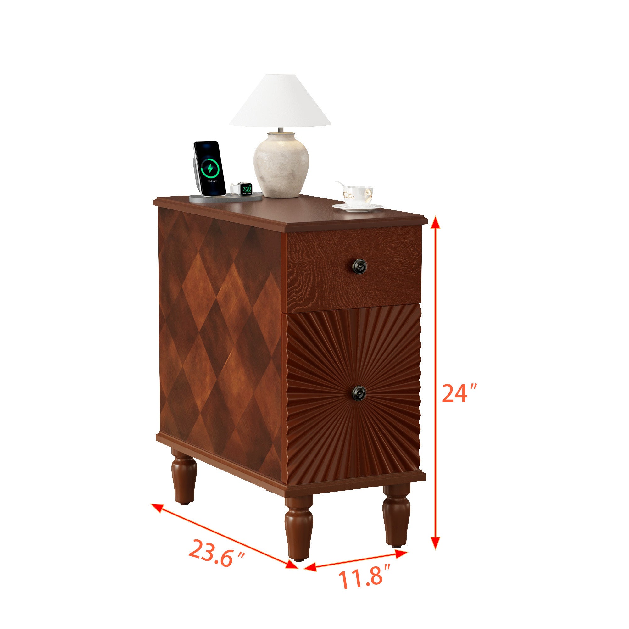 2 Drawer Modern Sofa Side Table, Narrow Side Table, Slim Nightstand for Living Room, Bedroom(Expect Arrival Date 2025/4/16) - Grand Goldman Shop