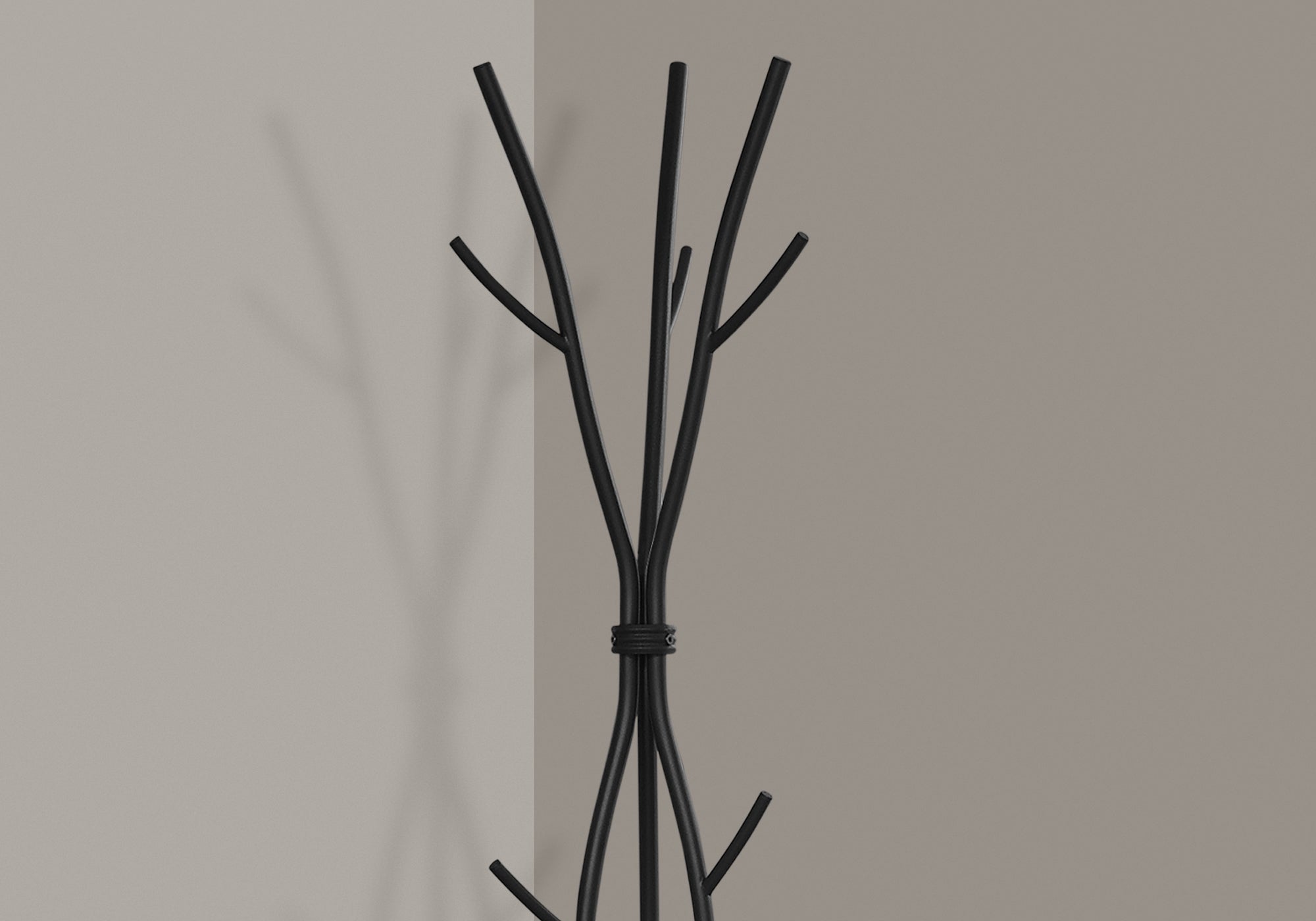 Coat Rack, Hall Tree, Free Standing, 11 Hooks, Entryway, 74'h, Bedroom, Black Metal, Contemporary, Modern - Grand Goldman Shop