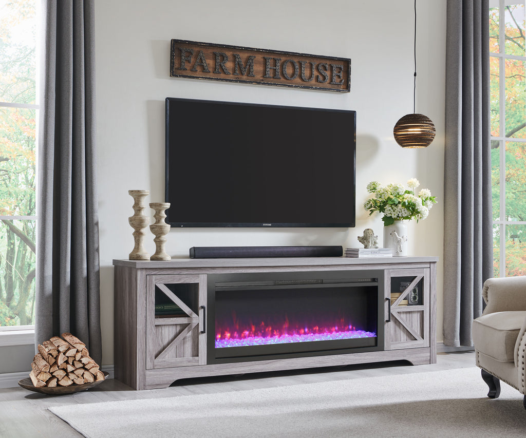 75' Fireplace TV Stand for TVs up to 80',with 44' Electric Fireplace - Grand Goldman Shop