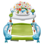 Stylish 4-in-1 Baby Walker, Foldable Baby Activity Center on Wheels, 3 Adjustable Height, Music & Toys Tray, Learning-Seated,