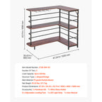 Home Bar Unit, L-Shaped Wine Bar Cabinet Table 3-Tier with Storage Shelves, Adjustable Foot Pads, LED Light, Walnut Finish & Metal Frame Liquor Cabinet for Home, Kitchen,Living Room,Pub,Basement - Grand Goldman Shop