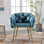 Luxury Modern Simple Leisure Velvet Single Sofa Chair Bedroom Lazy Person Household Dresser Stool Manicure Table Back Chair Blue - Grand Goldman Shop