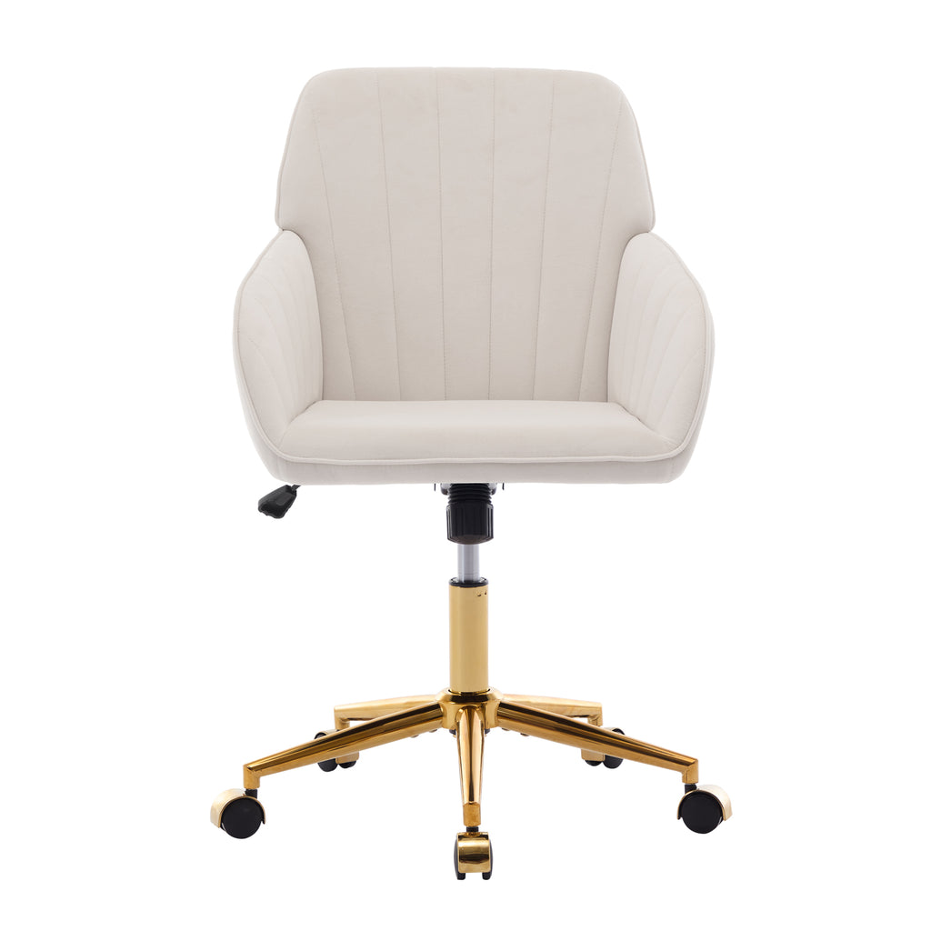 TY Ergonomic Swivel Office Chair, Adjustable and Comfortable, Beige Velvet Upholstery, 24.60 x 22.84 x 38.00 inches | Premium
