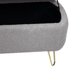 Grey Storage Ottoman Bench for End of Bed Gold Legs, Modern Grey Faux Fur Entryway Bench Upholstered Padded with Storage for Living Room Bedroom - Grand Goldman Shop