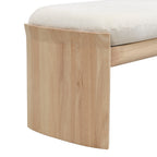 51.5 Inch Beige Rubber Wood Footstool for Bedroom and Living Room – Natural Finish with Soft Fabric Cushion - Grand Goldman Shop