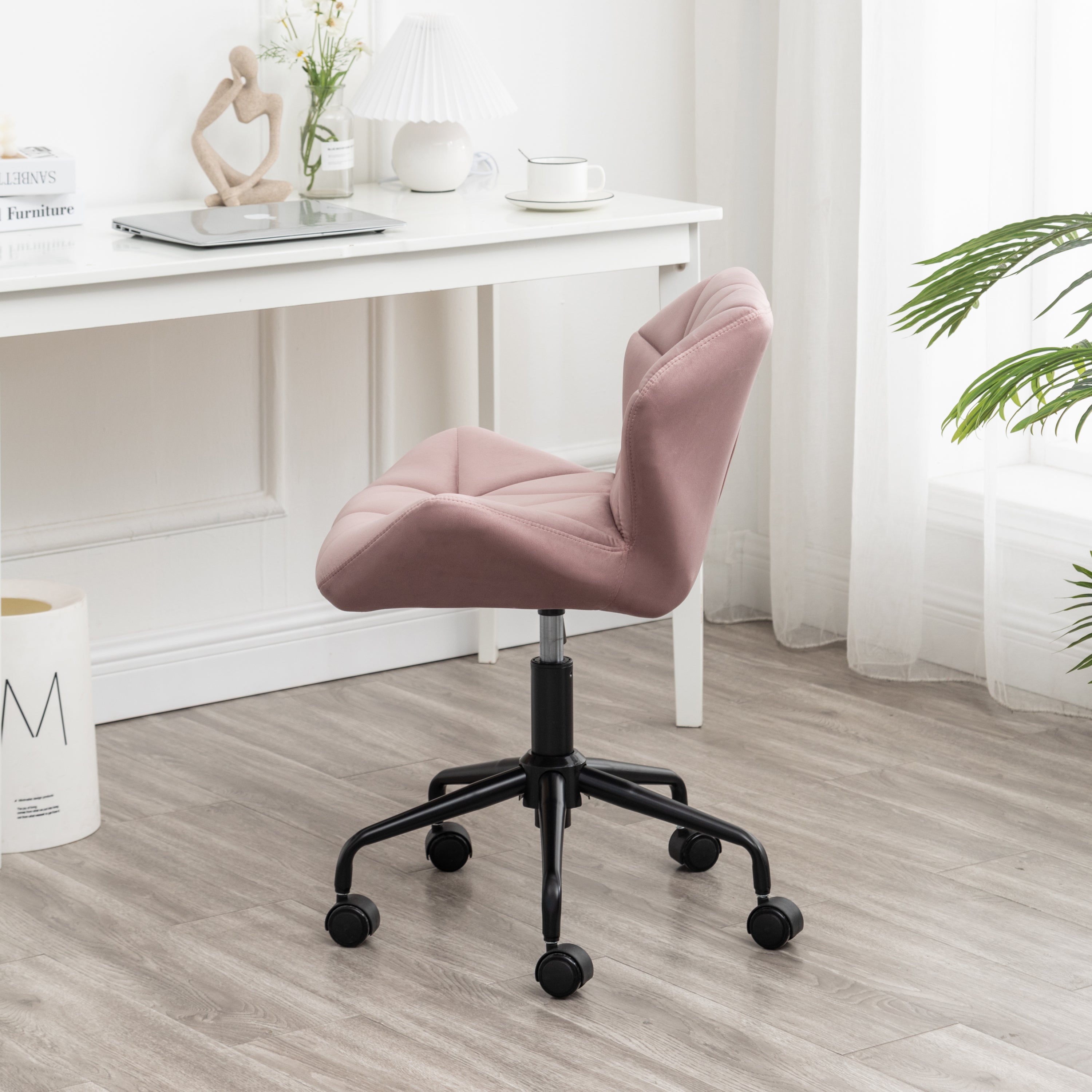 Eldon Diamond Tufted Adjustable Swivel Office Chair, Mauve | Premium Home Decor - Grand Goldman