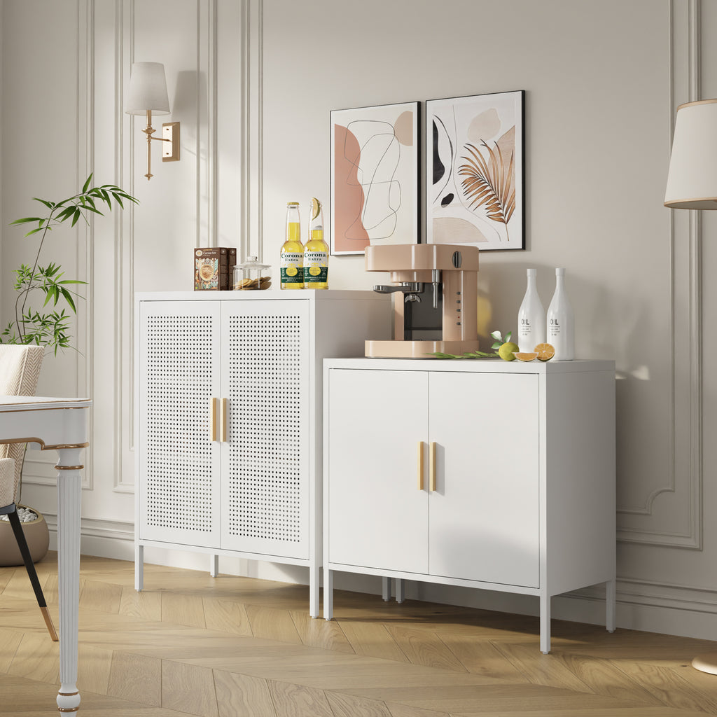 NO LOCK, Metal Storage Cabinet with 2 Doors and 2 Adjustable Shelves, Steel Storage Cabinet, Metal File Cabinet for Home Offi