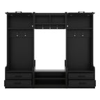 4-in-1 Detachable Hall Tree with Storage and 7 Hooks, Multiple Functions Hallway Coat Rack with Storage Drawers and Cabinet, Black Shoe Bench for Entryway Hallway - Grand Goldman Shop