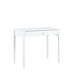 White 35.43' Vanity Desk with Drawer – Modern Makeup Table with Scalloped Front & Gold Knob, Compact Writing Desk with 4 Sturdy Legs for Bedroom, Small Home Office & Apartment Spaces - Grand Goldman Shop