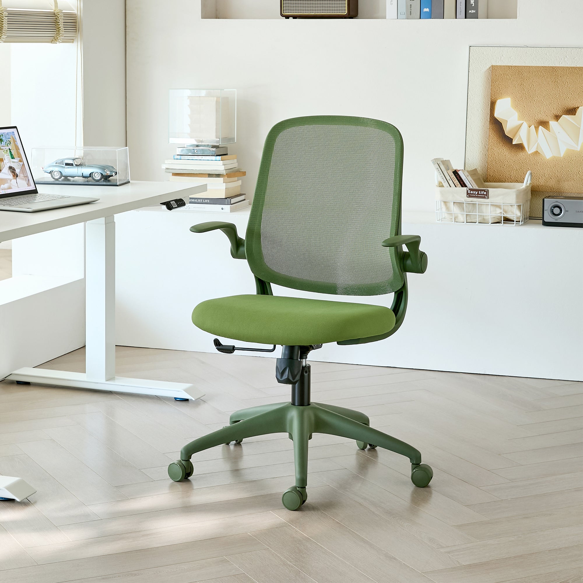 Ergonomic Color Office Chair 350LBS, Home Office, Mesh Back, Integrated Molded Foam, Comfortable Sitting, Flipping Armrest, F