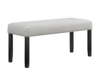 1pc Light Gray Upholstered Bench Soft Neutral Tone Dark Finish Legs Wooden Dining Room Furniture - Grand Goldman Shop