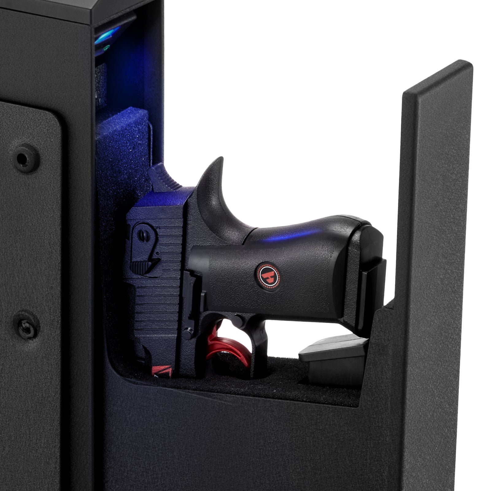 Gun Safe, Slider Handgun Gun Safe with Fingerprint/Password/Key, 3-Way Quick Access Firearm Case Box with Lighting for 1 Pist