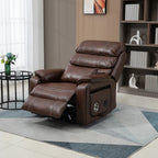 Premium Brown Technical Leather 180-Degree Lay Flat Recliner Chair with Wireless Charging, Lumbar Support, and Dual Motor Lift for Big & Tall Comfort - Grand Goldman Shop