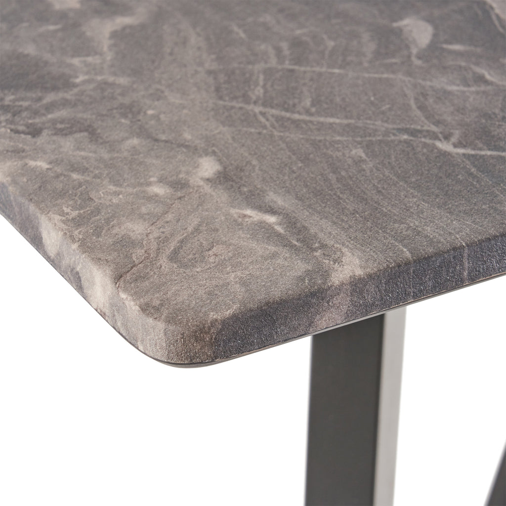 Modern Bar Height 42' Dining Table, Rubberwood Legs and Laminate Table Top, Paladina Marble Finish, Black - Grand Goldman Shop