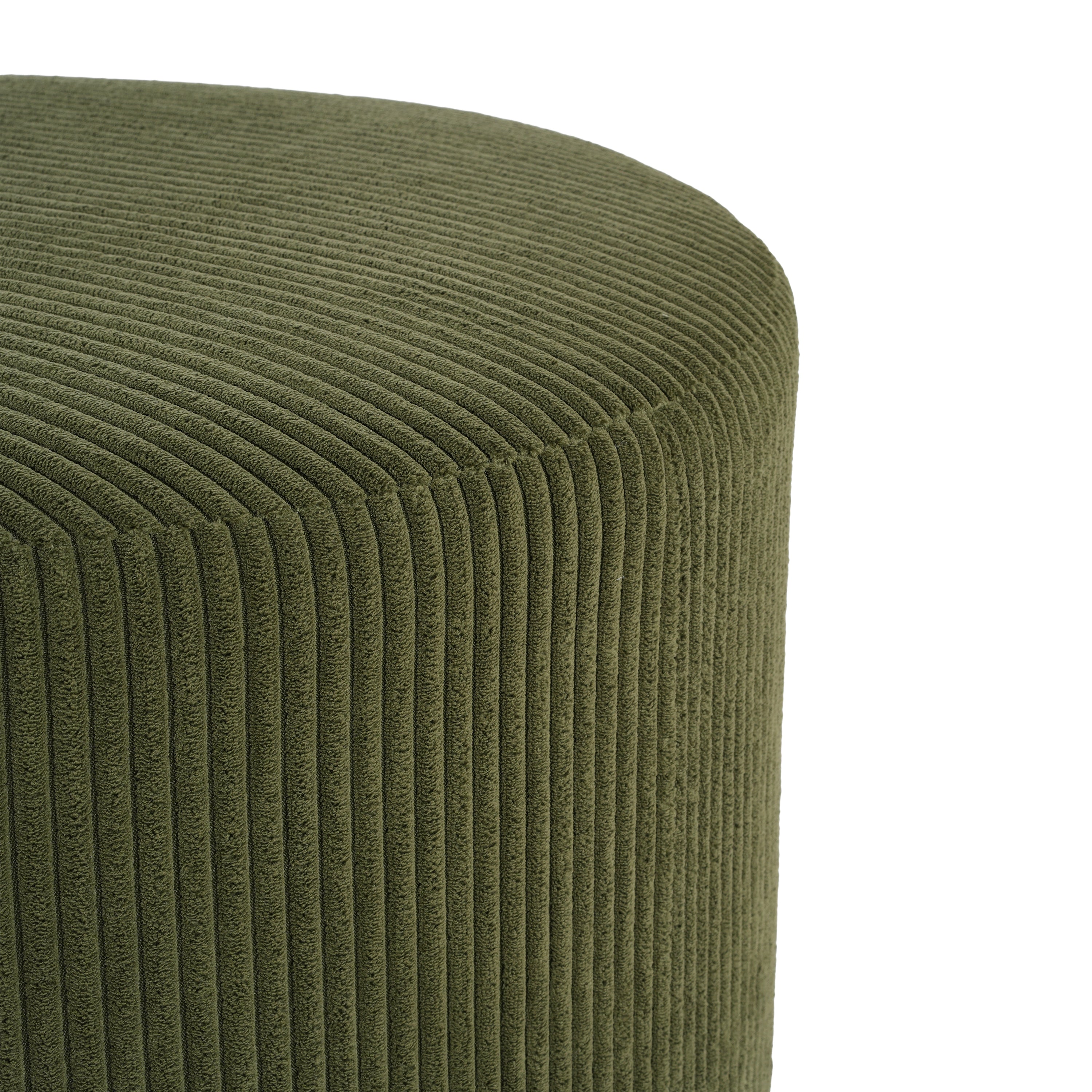 Upholstered Round Ottoman,Olive Green,Corduroy - Grand Goldman Shop