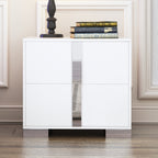 Elegant Nightstand with Metal Foot, Mirrored Bedside Table with 2 Drawers for Bedroom, Living Room, White (Old SKU: WF319353AAK) - Grand Goldman Shop