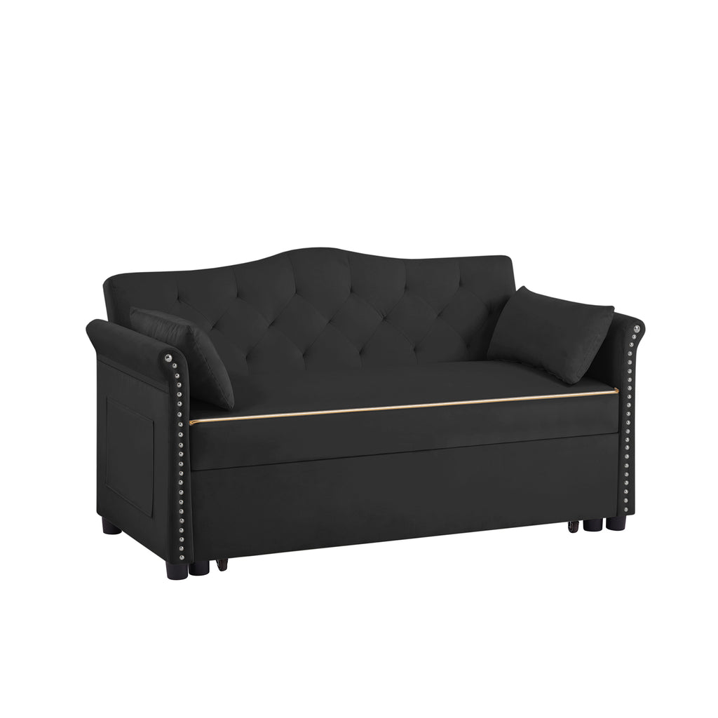 Black Velvet Sleeper Sofa Bed - Grand Goldman Shop