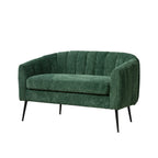 Modern Glam Green Chenille Mini Loveseat Accent Couch with Metal Legs, 50.2'' Wide Channel Tufted 2-Seater Sofa for Small Spaces - Grand Goldman Shop