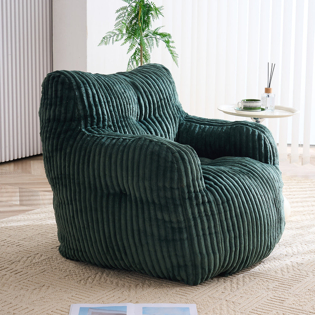 010-Soft Fluffy Corduroy Fabric Bean Bag Chair Filled With Memory Sponge,Green - Grand Goldman Shop