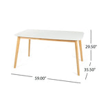 Dining Table with Splayed Rubberwood Legs & Faux Wood Tabletop, Mid-Century Modern - Grand Goldman Shop