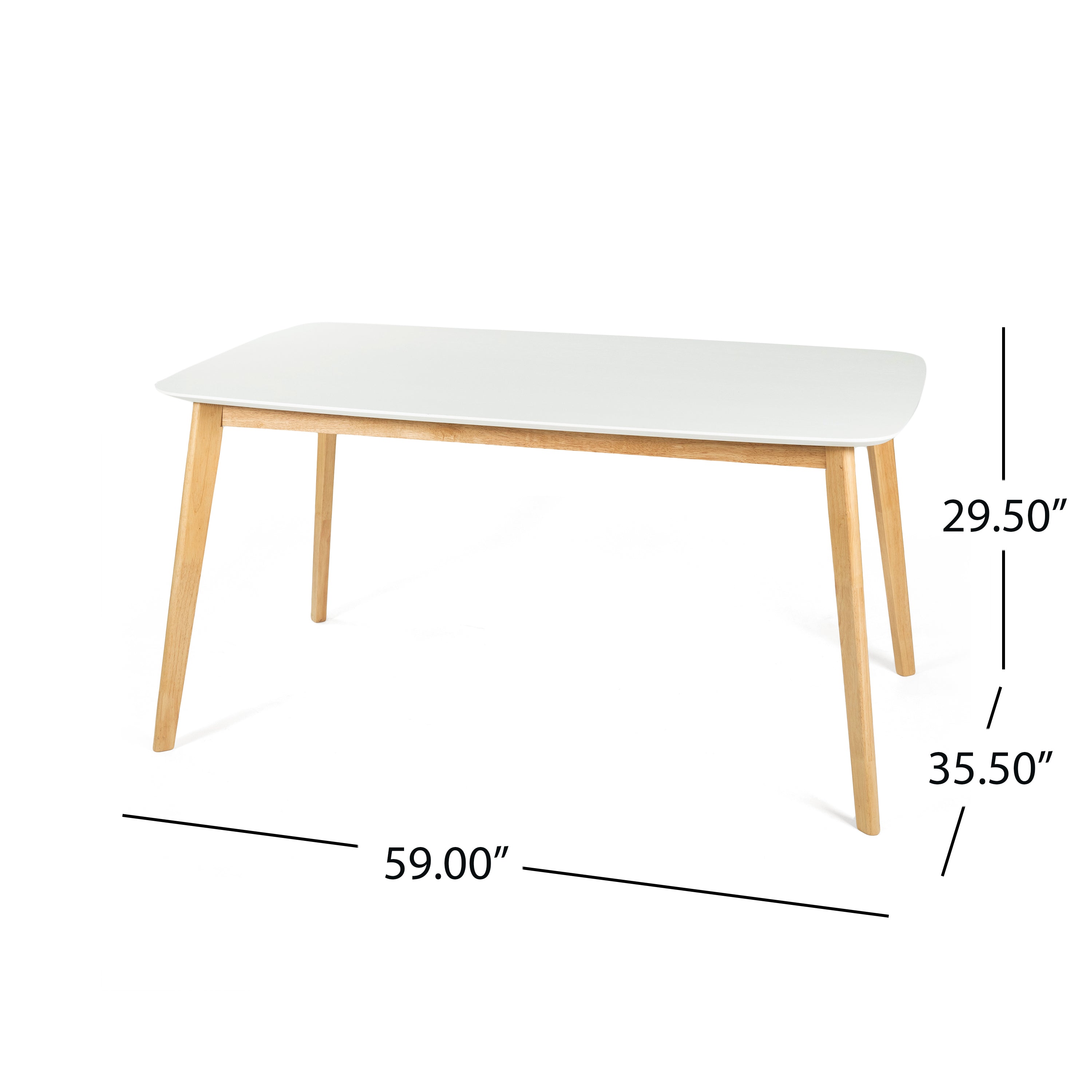 Dining Table with Splayed Rubberwood Legs & Faux Wood Tabletop, Mid-Century Modern - Grand Goldman Shop