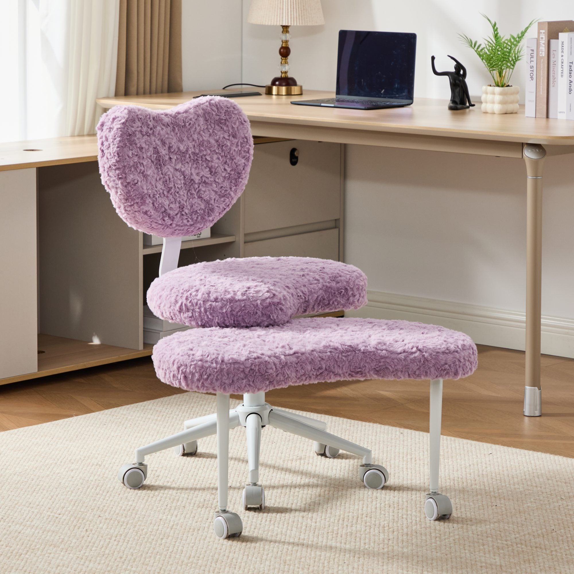 Artificial rabbit hair Meditation Chair Plus, Cross Legged Chair with Wheels, ADHD Chair, Criss Cross Desk Chair with Lumbar 