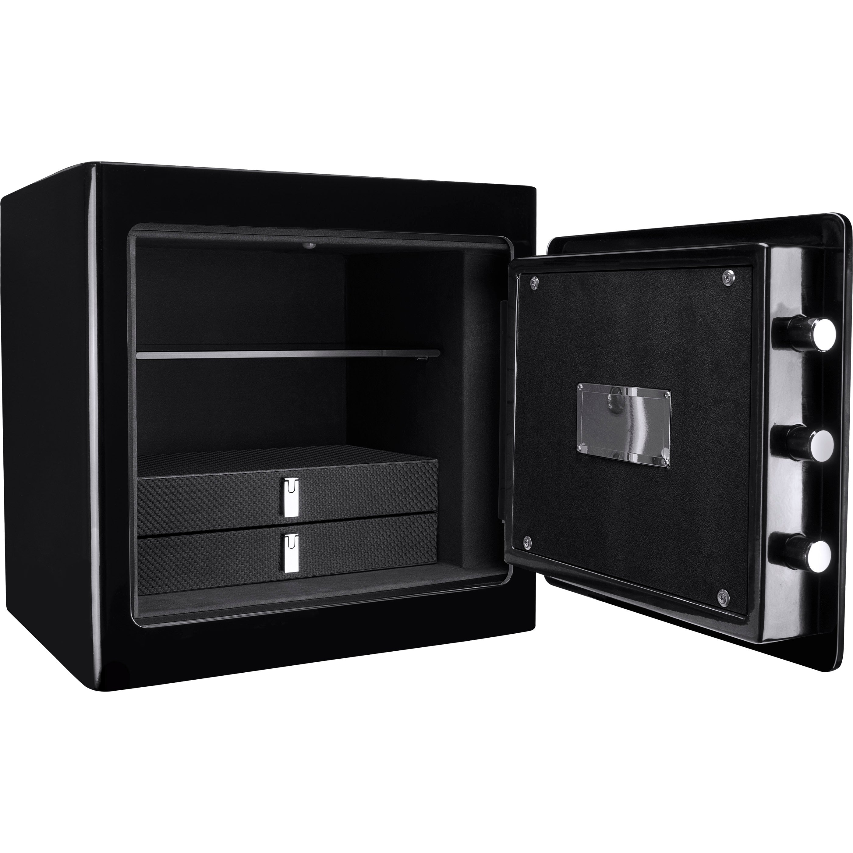 Black Jewelry Safe V2 with Fireproof Protection and Advanced Locking, Steel, 1.01 Cubic Ft | Premium Home Decor - Grand Goldm
